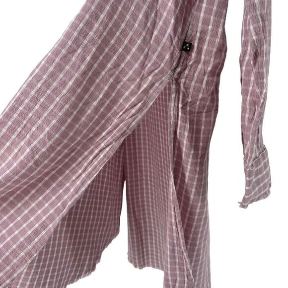 William Rast Tunic Mauve Pink Plaid Side Slit Long Sleeve Button Up Size M Angel - Picture 6 of 12